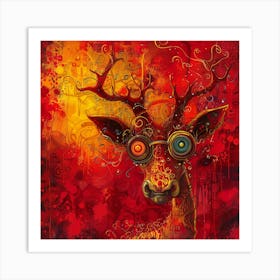 Deer With Goggles Art Print