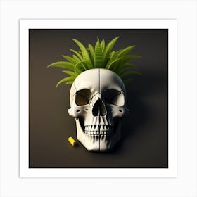 Skull With Plants Art Print