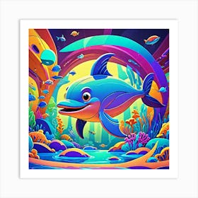 Dolphin In The Ocean Art Print