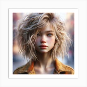 Girl With Blonde Hair Art Print