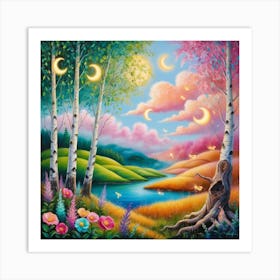 Moonlight In The Forest Art Print