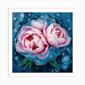 Peonies On Ice 1 Poster