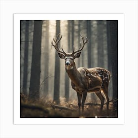 Deer In The Forest 69 Art Print