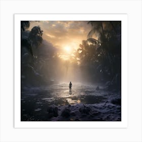 Sunset In The Jungle Art Print