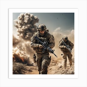 Two Soldiers In The Desert Art Print