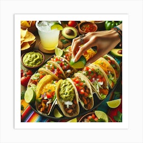 Mexican Tacos On The Table Art Print