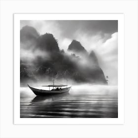 Firefly A Boat On A Beautiful Mist Shrouded Lush Tropical Island 76448 Art Print