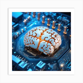 Brain On A Circuit Board 72 Art Print