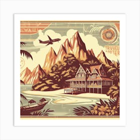 travel poster featuring an idyllic destination Art Print