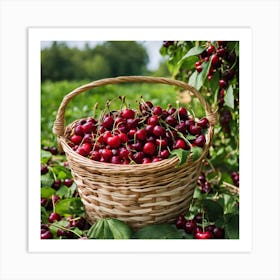 Basket Of Cherries Art Print