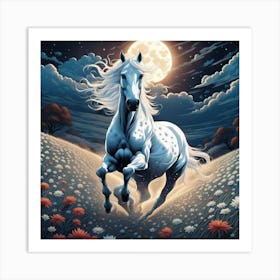 Horse In The Moonlight Art Print