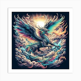 T-shirt design featuring a fierce dragon Art Print