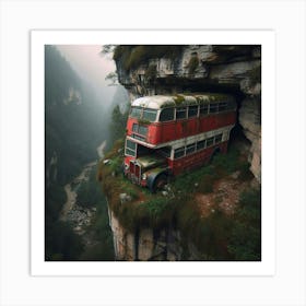 Abandoned Bus In A Cliff Art Print