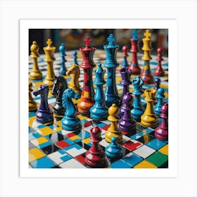 Colorful Chess Board Art Print