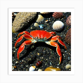 Red Crab On The Beach 1 Art Print