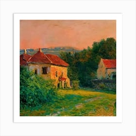 House At Sunset Art Print