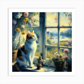 Cat By The Window 1 Art Print