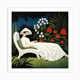 Woman In A Garden 1 Art Print