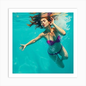 Underwater Woman In Bikini 2 Art Print