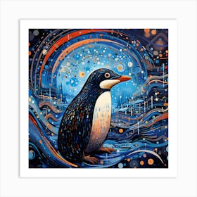 Penguin In Space Art Print