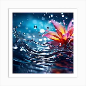 Water Splashing Flower 1 Art Print