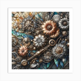 Steampunk Flowers 1 Art Print