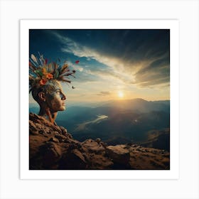 Woman With Feathers Art Print