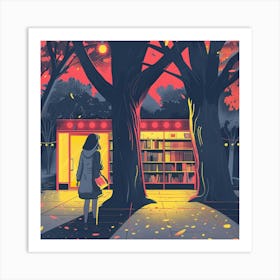 Girl In A Library 1 Art Print