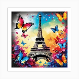 Paris With Butterflies 116 Art Print