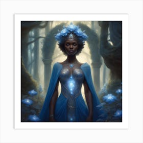 Blue Woman In The Forest Art Print