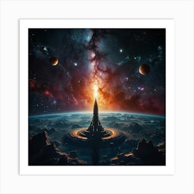 Spaceship In Space Art Print