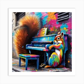 Squirrel At The Piano Art Print