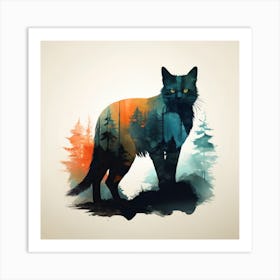 Cat In The Forest Art Print