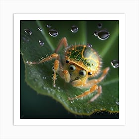 Spider On Leaf Art Print