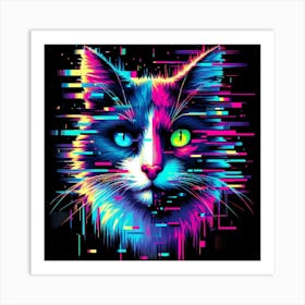 Glitch cat, Glitch art 2 Art Print