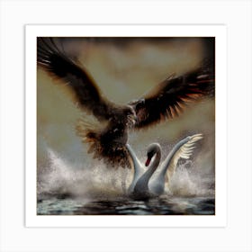 Eagle And Swan Art Print