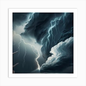 Ocean Storm With Large Clouds And Lightning 19 Art Print