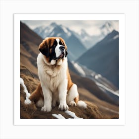 St Bernard Dog 18 Art Print