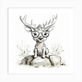 Deer With Glasses 2 Art Print