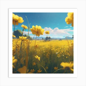 Field Of Yellow Flowers 50 Art Print