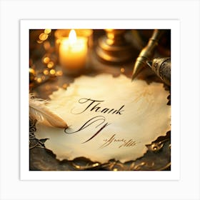 Calligraphic Thank You Note Elegant Looping Script Scribed On Aged Parchment Wax Seal Embossed 2 1 Art Print