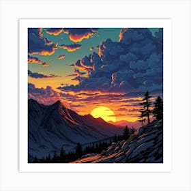 Sunset In The Mountains 10 Art Print