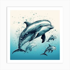 Dolphins In The Water 1 Art Print