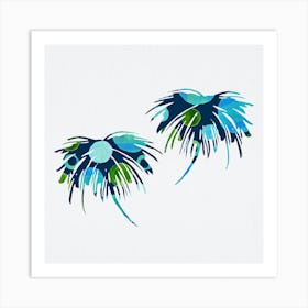 Tropical Palm Tree Blue Circle Abstract Art Print