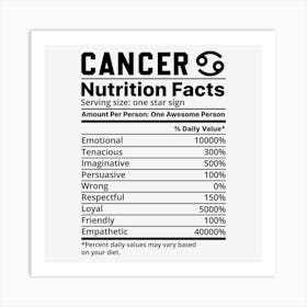 Cancer Nutrition Facts Art Print