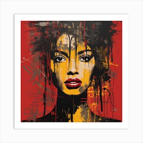 Woman In Red And Yellow Art Print