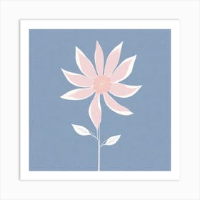 A White And Pink Flower In Minimalist Style Square Composition 325 Art Print