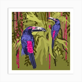 Toucans In The Jungle Square Art Print