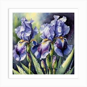 Iris In The Rain Art Print