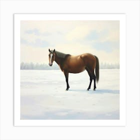 Horse In The Snow 16 Art Print